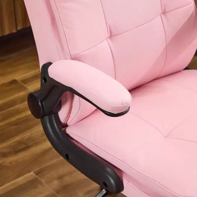 Fauteuil de bureau pivotant noir en cuir imitation chat avec points de tirage, dossier dissimulable et clous