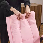 Fauteuil de bureau pivotant noir en cuir imitation chat avec points de tirage, dossier dissimulable et clous