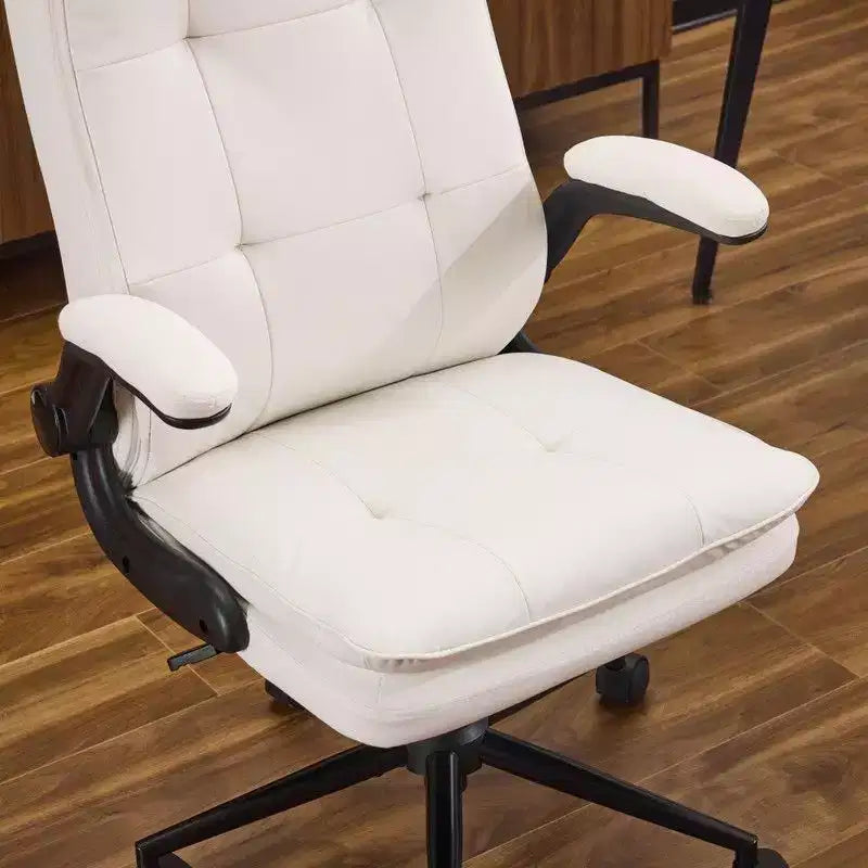 Fauteuil de bureau pivotant noir en cuir imitation chat avec points de tirage, dossier dissimulable et clous