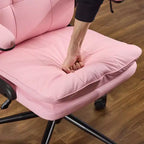 Fauteuil de bureau pivotant noir en cuir imitation chat avec points de tirage, dossier dissimulable et clous