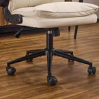 Fauteuil de bureau pivotant noir en cuir imitation chat avec points de tirage, dossier dissimulable et clous