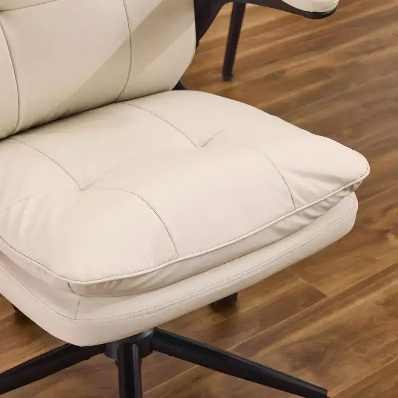 Fauteuil de bureau pivotant noir en cuir imitation chat avec points de tirage, dossier dissimulable et clous