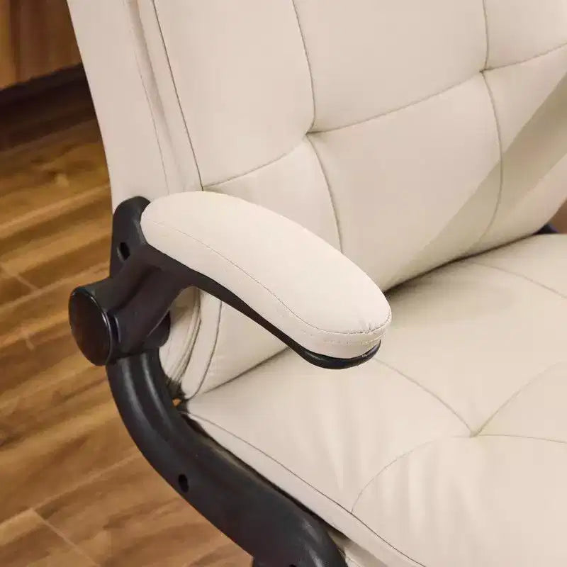 Fauteuil de bureau pivotant noir en cuir imitation chat avec points de tirage, dossier dissimulable et clous