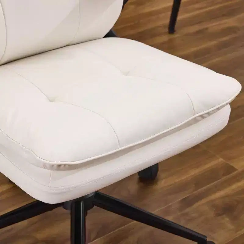 Fauteuil de bureau pivotant noir en cuir imitation chat avec points de tirage, dossier dissimulable et clous
