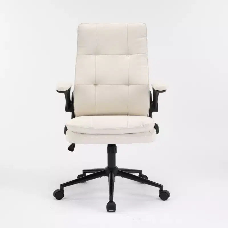Fauteuil de bureau pivotant noir en cuir imitation chat avec points de tirage, dossier dissimulable et clous