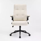 Fauteuil de bureau pivotant noir en cuir imitation chat avec points de tirage, dossier dissimulable et clous