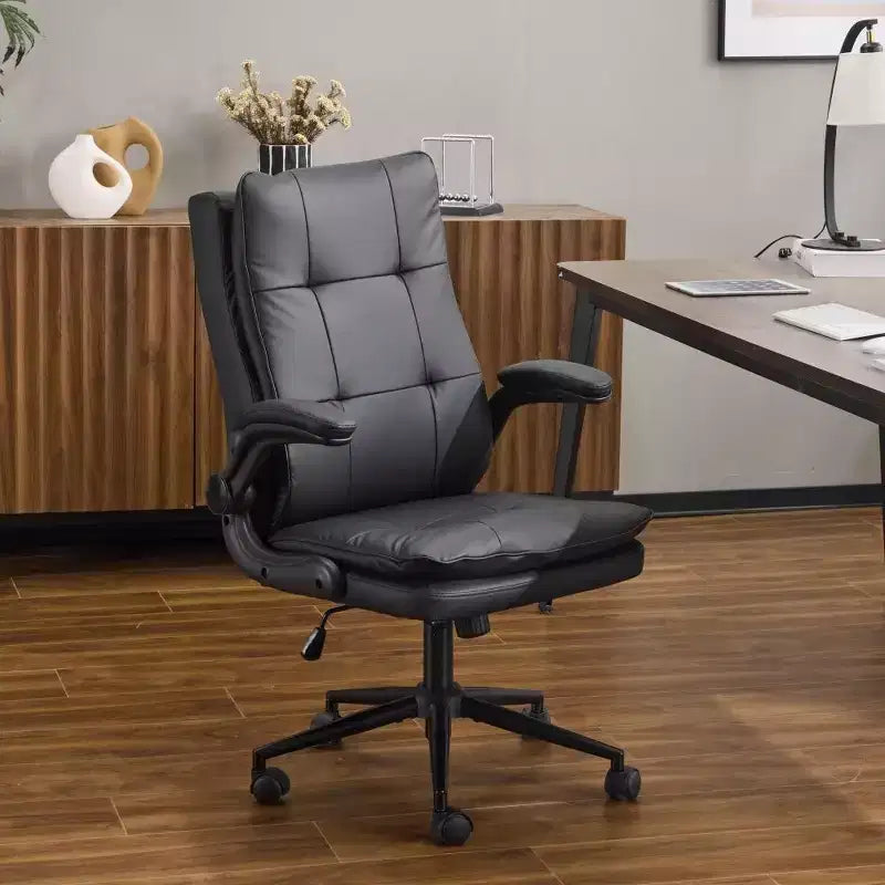 Black Cat Scratch Leather Pull-Dot Backrest Concealable Accessory with Studs Indoor Swivel Chair