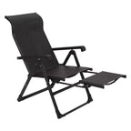Outdoor Folding Rattan Lounge Chair, Patio Lounge Chair with Adjustable High Backrest & Reversible Out Footrest, Portable Recliners