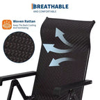 Sdraio da Esterno Pieghevole in Rattan, Sdraio da Giardino con Schienale Alto Regolabile e Poggiapiedi Esterno Reversibile, Recliner Portatile