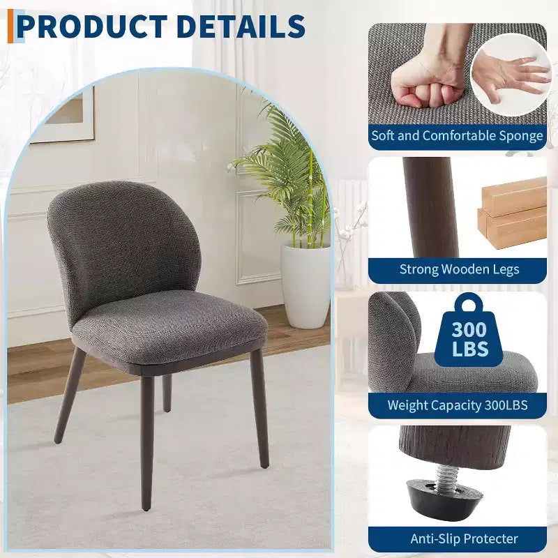 Set di 2/4/6 Sedie da Pranzo, Sedie da Cucina Moderne Imbottite con Schienale Ergonomico, Sedie da Sala da Pranzo con Gambe in Legno Capacità 120 kg