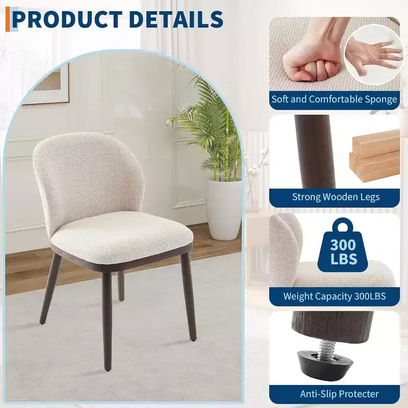 Set di 2/4/6 Sedie da Pranzo, Sedie da Cucina Moderne Imbottite con Schienale Ergonomico, Sedie da Sala da Pranzo con Gambe in Legno Capacità 120 kg