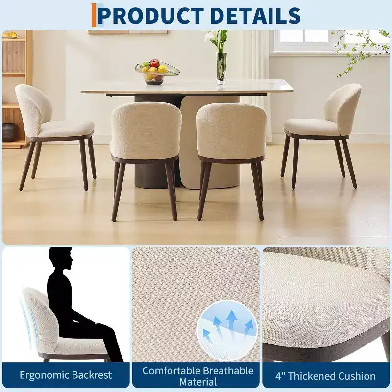 Set di 2/4/6 Sedie da Pranzo, Sedie da Cucina Moderne Imbottite con Schienale Ergonomico, Sedie da Sala da Pranzo con Gambe in Legno Capacità 120 kg