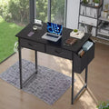 MAYEERTY 32in Adjustable Small Computer Desk, Metal Writing Study Table with Storage and Headphone Hook, Home Office