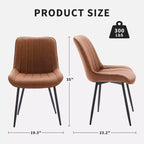 Lot de 2 chaises de salle à manger en similicuir noir pour cuisine et salle à manger, chaises confortables de style moderne du milieu du siècle avec pieds en métal, chaises d'appoint rembourrées