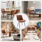 Lot de 2 chaises de salle à manger en similicuir noir pour cuisine et salle à manger, chaises confortables de style moderne du milieu du siècle avec pieds en métal, chaises d'appoint rembourrées