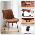 Lot de 2 chaises de salle à manger en similicuir noir pour cuisine et salle à manger, chaises confortables de style moderne du milieu du siècle avec pieds en métal, chaises d'appoint rembourrées