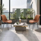 Lot de 2 chaises de salle à manger en similicuir noir pour cuisine et salle à manger, chaises confortables de style moderne du milieu du siècle avec pieds en métal, chaises d'appoint rembourrées