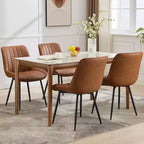 Lot de 2 chaises de salle à manger en similicuir noir pour cuisine et salle à manger, chaises confortables de style moderne du milieu du siècle avec pieds en métal, chaises d'appoint rembourrées