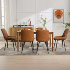 Lot de 2 chaises de salle à manger en similicuir noir pour cuisine et salle à manger, chaises confortables de style moderne du milieu du siècle avec pieds en métal, chaises d'appoint rembourrées