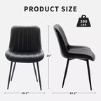 Lot de 2 chaises de salle à manger en similicuir noir pour cuisine et salle à manger, chaises confortables de style moderne du milieu du siècle avec pieds en métal, chaises d'appoint rembourrées