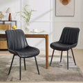 Dining Chairs Set of 2 Black Faux Leather for Kitchen Dining Room, Comfortable Mid Century Modern Chair with Metal Legs, Upholstered Side Chair