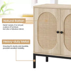 Mobile buffet in rattan, Credenza con ripiani regolabili, Piccolo mobile in legno con 2 ripiani contenitori