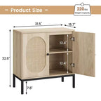 Mobile buffet in rattan, Credenza con ripiani regolabili, Piccolo mobile in legno con 2 ripiani contenitori