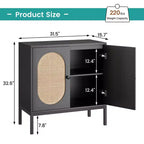 Mobile buffet in rattan, Credenza con ripiani regolabili, Piccolo mobile in legno con 2 ripiani contenitori
