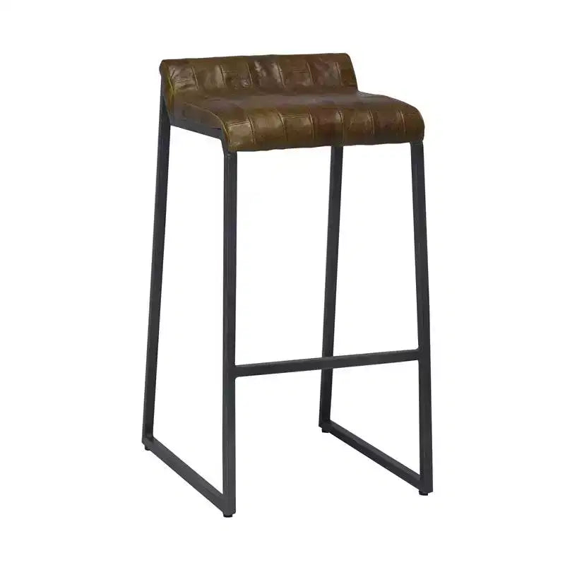 HomeRoots 27  Brown And Black Iron Backless Counter Height Bar Chair