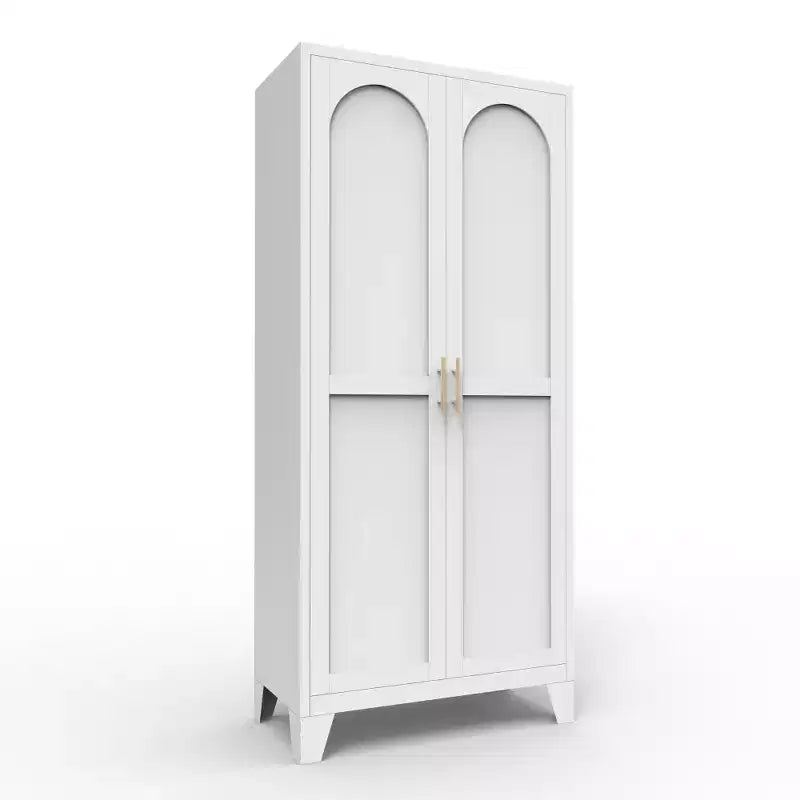 Chic Crate 61'' 2 Shapely-Door Metal Cabinet  Lockable, Adjustable Shelves for Kitchen/Bedroom/Living Room (White)