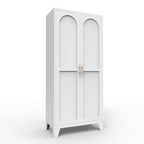 Chic Crate 61'' 2 Shapely-Door Metal Cabinet  Lockable, Adjustable Shelves for Kitchen/Bedroom/Living Room (White)