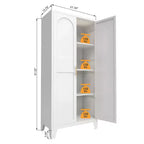 Chic Crate Armadietto in metallo a 2 ante sagomate da 155 cm, chiudibile a chiave, con ripiani regolabili per cucina/camera da letto/soggiorno (bianco)
