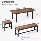 Ensemble de salle à manger 5 pièces pour 4-6 personnes, grande table de salle à manger extensible de 160 cm avec bancs et tabourets