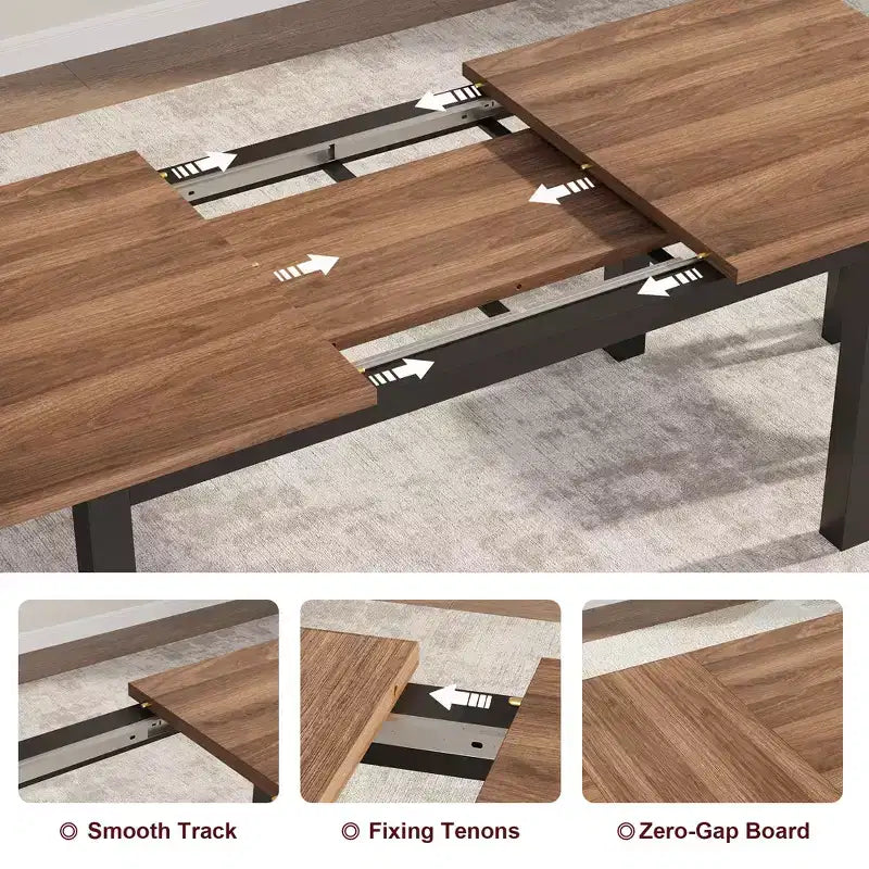 Ensemble de salle à manger 5 pièces pour 4-6 personnes, grande table de salle à manger extensible de 160 cm avec bancs et tabourets