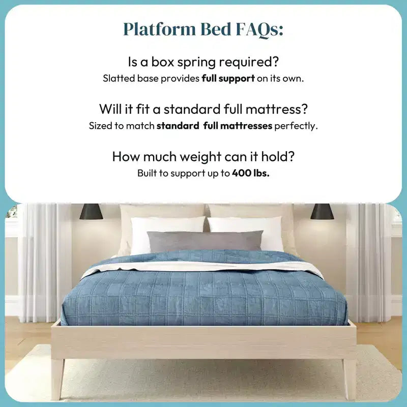 Now Furniture - Struttura letto matrimoniale, Letto a piattaforma in legno