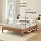 Now Furniture - Struttura letto matrimoniale, Letto a piattaforma in legno