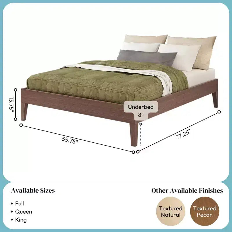 Now Furniture - Struttura letto matrimoniale, Letto a piattaforma in legno