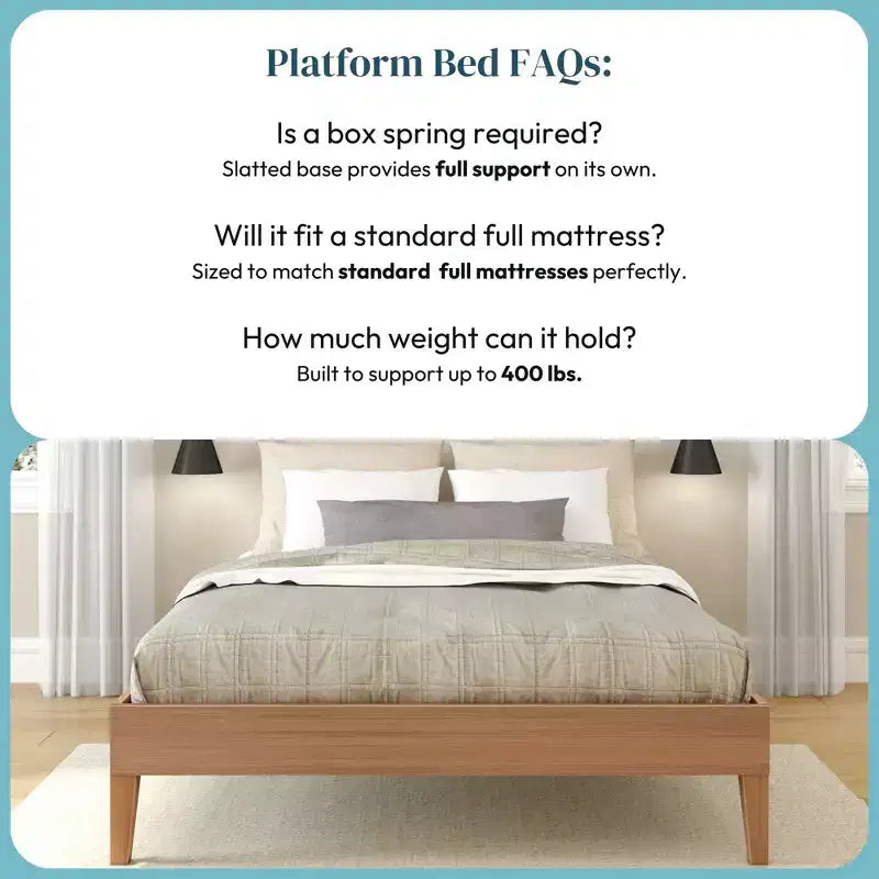 Now Furniture - Struttura letto matrimoniale, Letto a piattaforma in legno