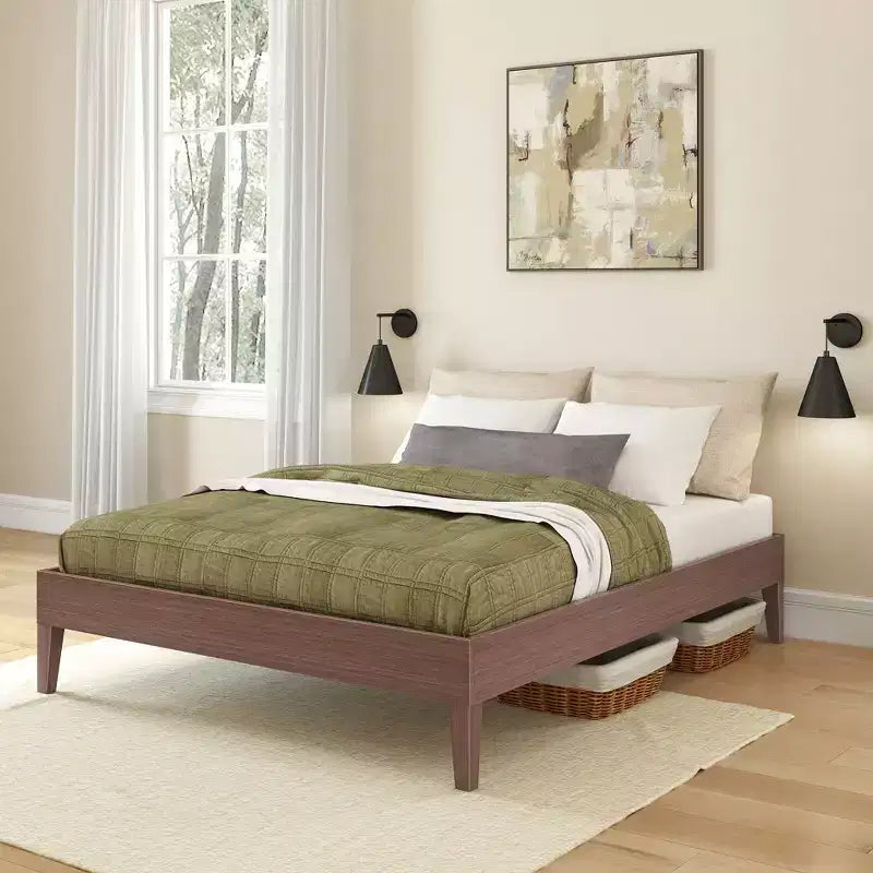 Now Furniture Full Size Bed Frame, Wooden Platform Bed