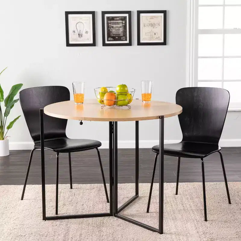 Tavolo da pranzo rotondo pieghevole Ladston – Beige – SEI