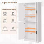 Garde-manger de cuisine de 177,8 cm de haut, armoire de rangement autoportante avec 4 portes et étagères réglables