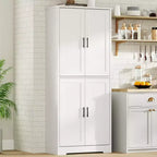 Garde-manger de cuisine de 177,8 cm de haut, armoire de rangement autoportante avec 4 portes et étagères réglables
