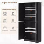 Garde-manger de cuisine de 177,8 cm de haut, armoire de rangement autoportante avec 4 portes et étagères réglables