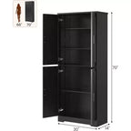 Garde-manger de cuisine de 177,8 cm de haut, armoire de rangement autoportante avec 4 portes et étagères réglables