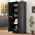 70in Tall Kitchen Pantry Cabinet, Freestanding Storage Cabinet with 4 Doors and Adjustable Shelves