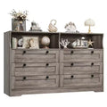 55 Inch Wooden 6 Drawer Dresser for Bedroom with Led Light, and Large Capacity Storage, Wide Storage Dressers Organizer for Closet and Living Room