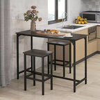 Costway Set Tavolo e 2 Sedie da Bar a Altezza Bancone con Poggiapiedi Marrone/Grigio/Nero