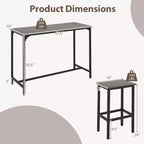 Costway Set Tavolo e 2 Sedie da Bar a Altezza Bancone con Poggiapiedi Marrone/Grigio/Nero