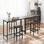 Costway Set Tavolo e 2 Sedie da Bar a Altezza Bancone con Poggiapiedi Marrone/Grigio/Nero