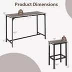 Costway Set Tavolo e 2 Sedie da Bar a Altezza Bancone con Poggiapiedi Marrone/Grigio/Nero